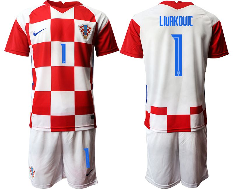 Men 2020-2021 European Cup Croatia home red #1 Nike Soccer Jersey->croatia jersey->Soccer Country Jersey
